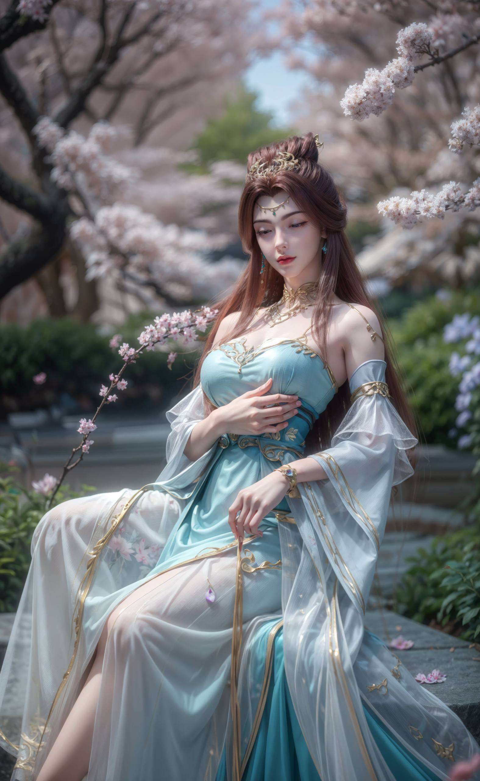 她的壁纸不仅展现了她的优雅与力量在玄幻的国漫世界中