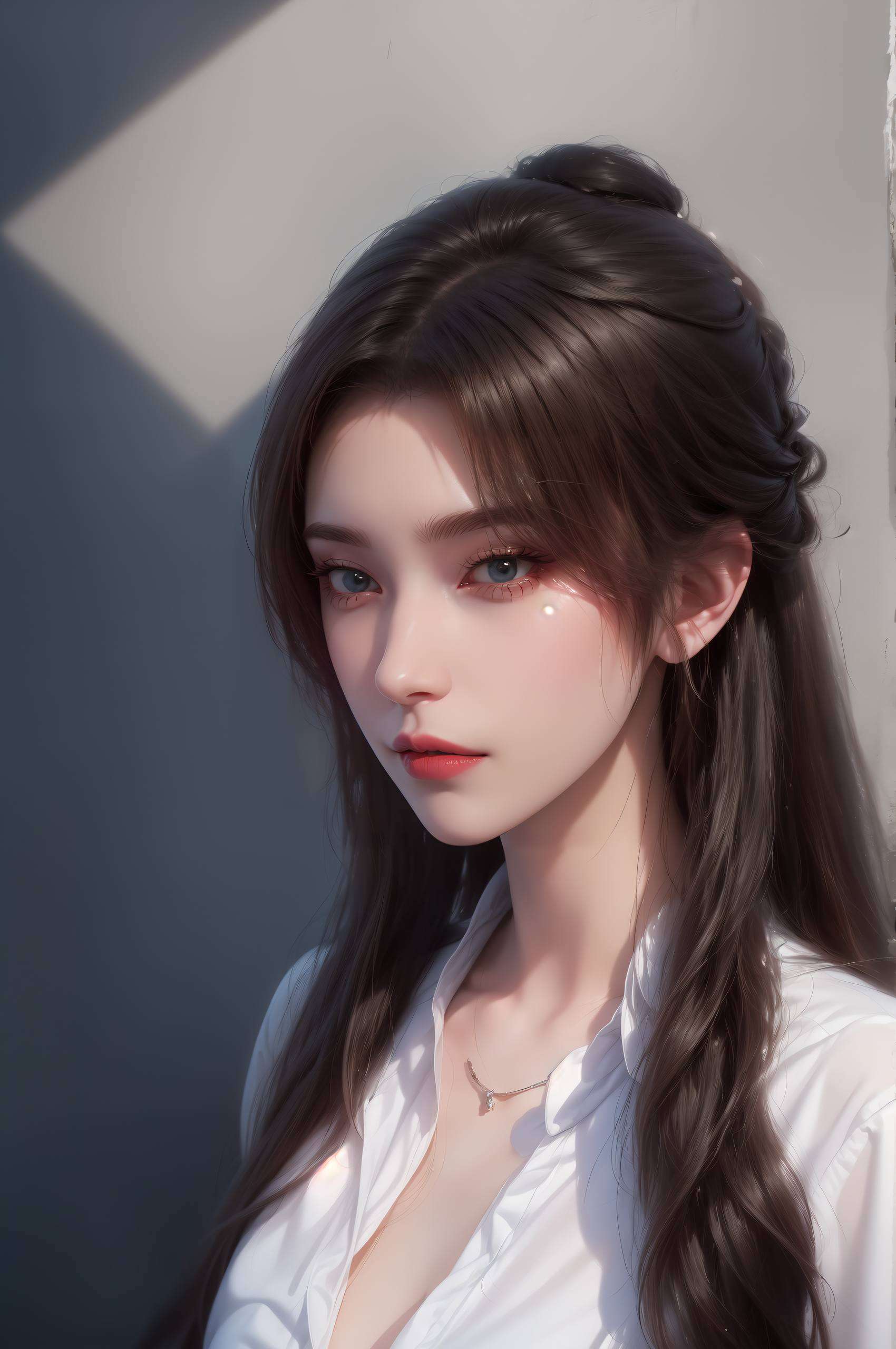 身着华丽礼服她的眼神中透露着玄幻世界的神秘与深邃