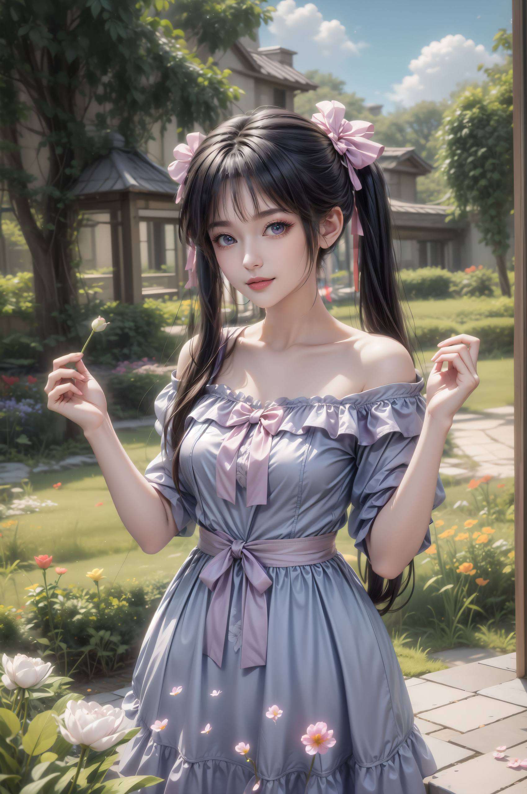 碧瑶女神穿着仙气飘飘的情侣装走在玄幻世界的街头